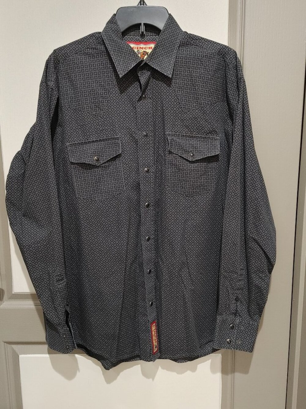 Cinch Men’s Black Western Pearl Button-Up Shirt – Long Sleeve – Size M